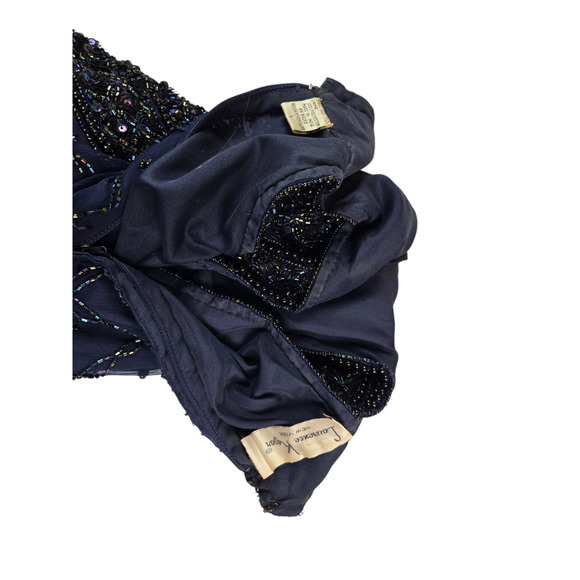 Vintage Laurence Kazar Silk Beaded Gown Size Large Long Bling Formal Dress Prom - Picture 5 of 7